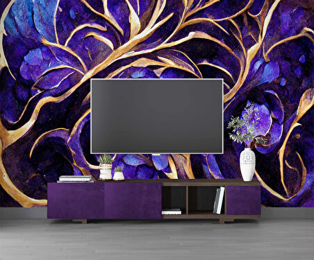 Mor Kristal Desenli Duvar Kağıdı