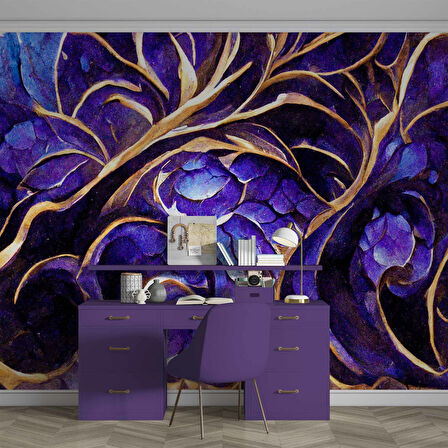 Mor Kristal Desenli Duvar Kağıdı