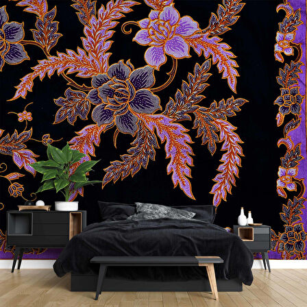 Pembe Çiçek Dokuma Desenli Duvar Kağıdı