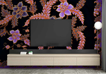 Pembe Çiçek Dokuma Desenli Duvar Kağıdı