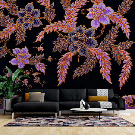 Pembe Çiçek Dokuma Desenli Duvar Kağıdı