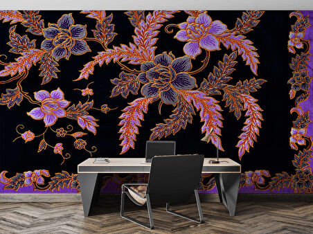 Pembe Çiçek Dokuma Desenli Duvar Kağıdı