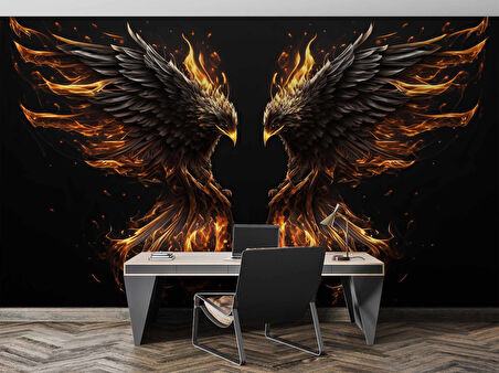 Alevli Kartal Temalı Duvar Kağıdı