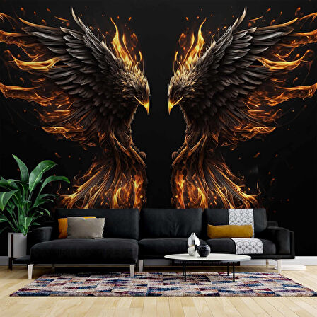 Alevli Kartal Temalı Duvar Kağıdı