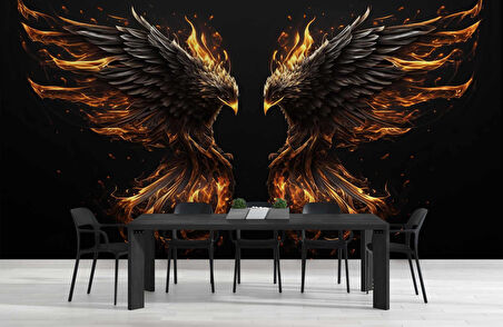 Alevli Kartal Temalı Duvar Kağıdı