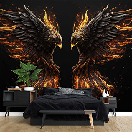 Alevli Kartal Temalı Duvar Kağıdı