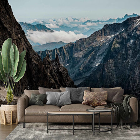 Dağ ve Gökyüzü Bulut Manzaralı Duvar Kağıdı