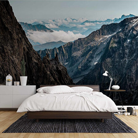 Dağ ve Gökyüzü Bulut Manzaralı Duvar Kağıdı