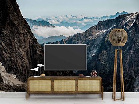 Dağ ve Gökyüzü Bulut Manzaralı Duvar Kağıdı