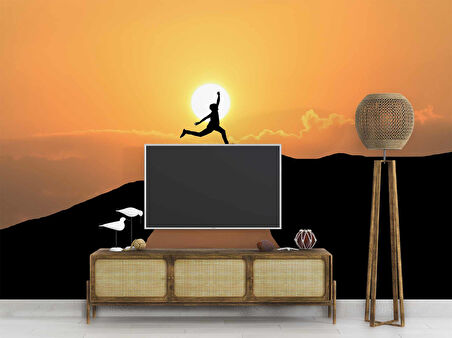 Dağ ve Günbatımı Manzaralı Duvar Kağıdı