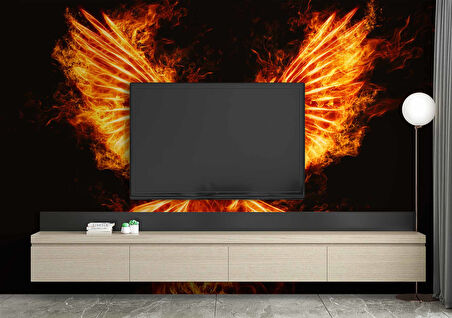 Alevli Anka Kusu Temalı Duvar Kağıdı