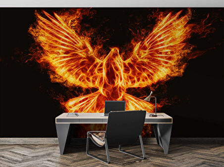 Alevli Anka Kusu Temalı Duvar Kağıdı