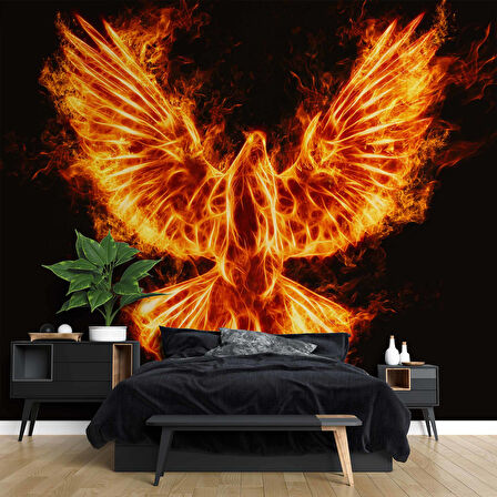 Alevli Anka Kusu Temalı Duvar Kağıdı