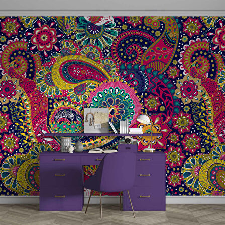 Renkli Mandala Desenli Duvar Kağıdı