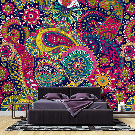 Renkli Mandala Desenli Duvar Kağıdı