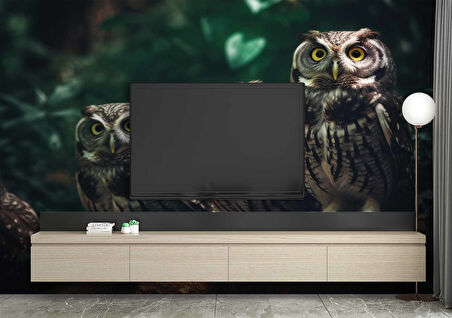 Orman ve Baykuş Manzaralı Duvar Kağıdı