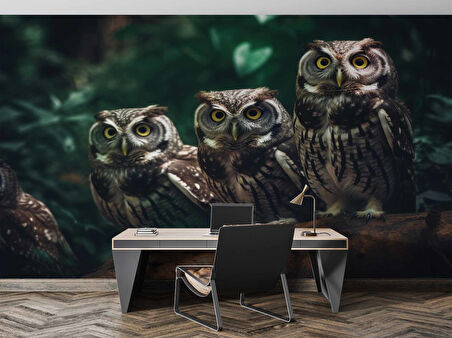 Orman ve Baykuş Manzaralı Duvar Kağıdı