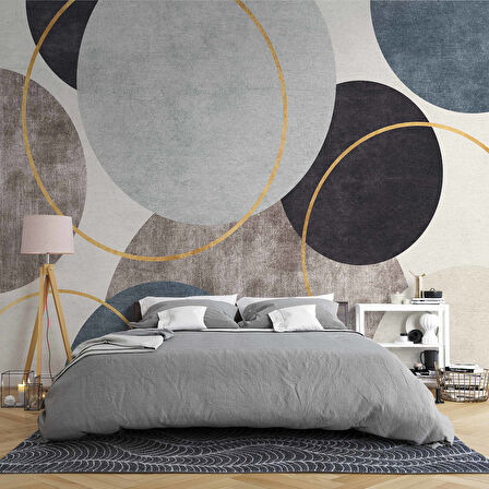 Yuvarlak Geometri Halı Desenli Duvar Kağıdı