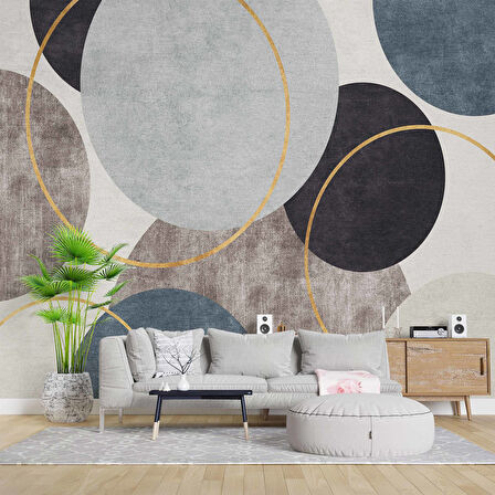 Yuvarlak Geometri Halı Desenli Duvar Kağıdı