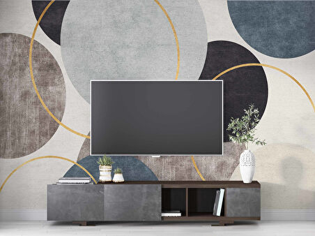 Yuvarlak Geometri Halı Desenli Duvar Kağıdı