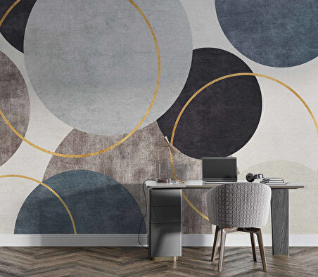 Yuvarlak Geometri Halı Desenli Duvar Kağıdı
