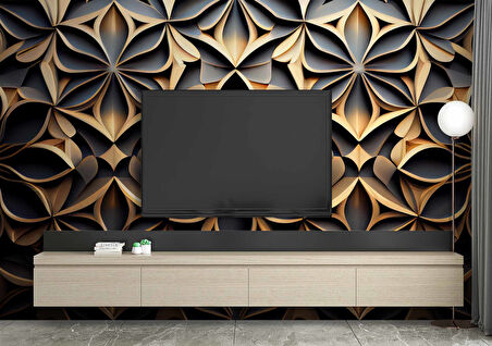 3 Boyutlu Geometrik Çizim Desenli Duvar Kağıdı