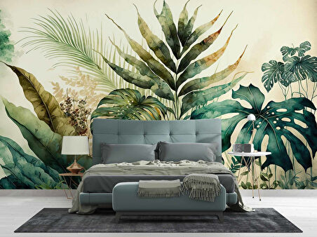 Botanik Bahçesi Çizim Desenli Duvar Kağıdı