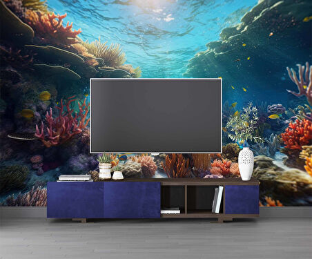 Japon Balıkları ve Mercan Manzaralı Duvar Kağıdı