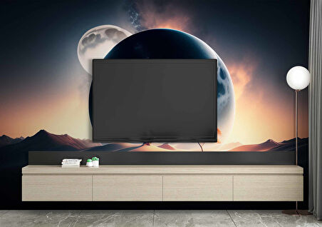 Ay ve Çöl Manzaralı Duvar Kağıdı