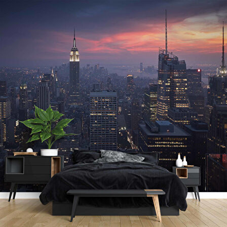 New York Empire State Gece Manzaralı Duvar Kağıdı