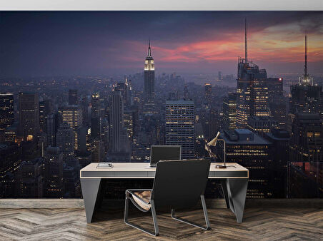 New York Empire State Gece Manzaralı Duvar Kağıdı