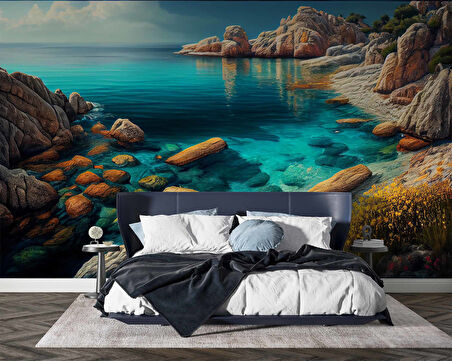 Deniz ve Kayalık Manzaralı Duvar Kağıdı