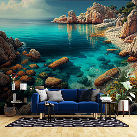 Deniz ve Kayalık Manzaralı Duvar Kağıdı