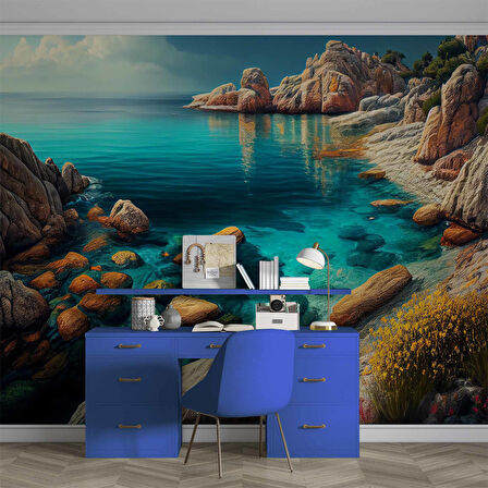 Deniz ve Kayalık Manzaralı Duvar Kağıdı