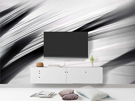 Siyah Beyaz Şerit Desenli Duvar Kağıdı