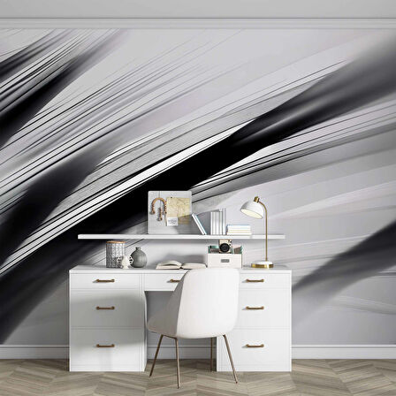 Siyah Beyaz Şerit Desenli Duvar Kağıdı