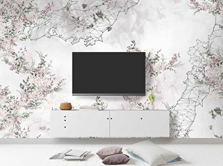 Soft Çiçek Çizim Desenli Duvar Kağıdı