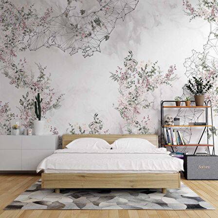 Soft Çiçek Çizim Desenli Duvar Kağıdı