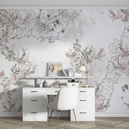 Soft Çiçek Çizim Desenli Duvar Kağıdı