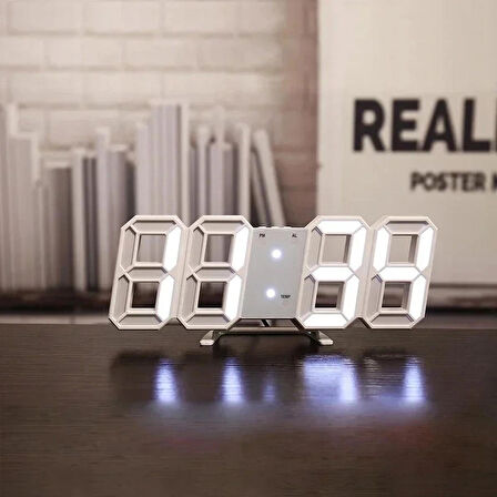 3D LED Dijital Masa ve Duvar Saati Sıcaklık Gösterge Akrilik USB Powered Modern Saat Alarm Evi Ofis
