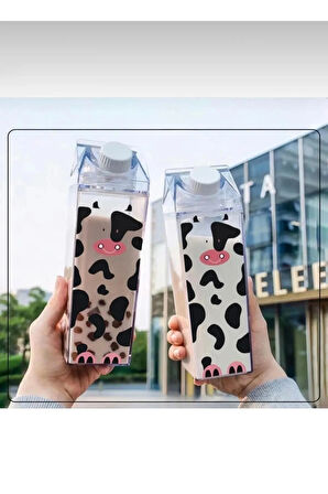 500 ml Mika Süt Kutu Tasarımlı Su Kahve Içecek Şişesi | Cam Değildir | Kahve Ve Sunum Bardağı