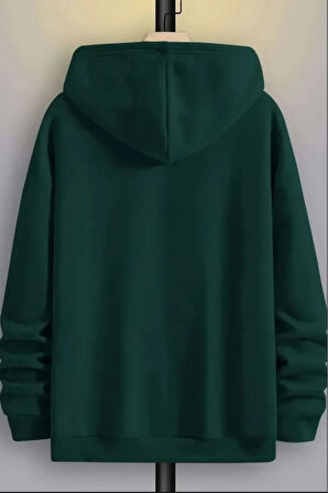 Göğüs Dikey Baskılı Kapşonlu Sweatshirt