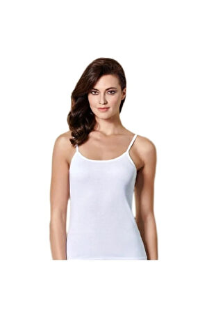 Kadın Beyaz 6 Lı Paket Ribana Mat Biyeli Ip Askılı Atlet