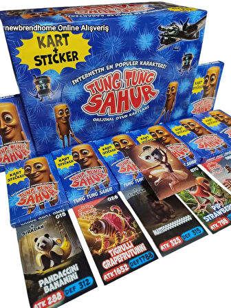 Tung Tung Sahur Oyun Kartları | 6 Mini Kutu-36 Karakter Kartı + 6 Sticker | Sürpriz Oyuncak Hediyeli