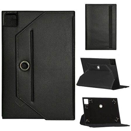 Lenovo Tab E10 TB-X104X Universal Standlı Premium Tablet Kılıfı Siyah