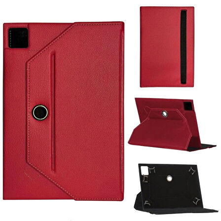 Samsung Galaxy Tab Active T365 Universal Standlı Premium Tablet Kılıfı Kırmızı