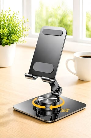 Metal Katlanabilir Masaüstü Telefon ve Tablet Standı 360° Dönebilen Ayarlanabilir Taşınabilir Alüminyum Telefon Tutucu Tutacağı