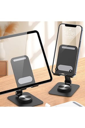 Metal Katlanabilir Masaüstü Telefon ve Tablet Standı 360° Dönebilen Ayarlanabilir Taşınabilir Alüminyum Telefon Tutucu Tutacağı