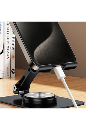 Metal Katlanabilir Masaüstü Telefon ve Tablet Standı 360° Dönebilen Ayarlanabilir Taşınabilir Alüminyum Telefon Tutucu Tutacağı