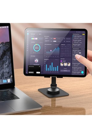 Metal Katlanabilir Masaüstü Telefon ve Tablet Standı 360° Dönebilen Ayarlanabilir Taşınabilir Alüminyum Telefon Tutucu Tutacağı